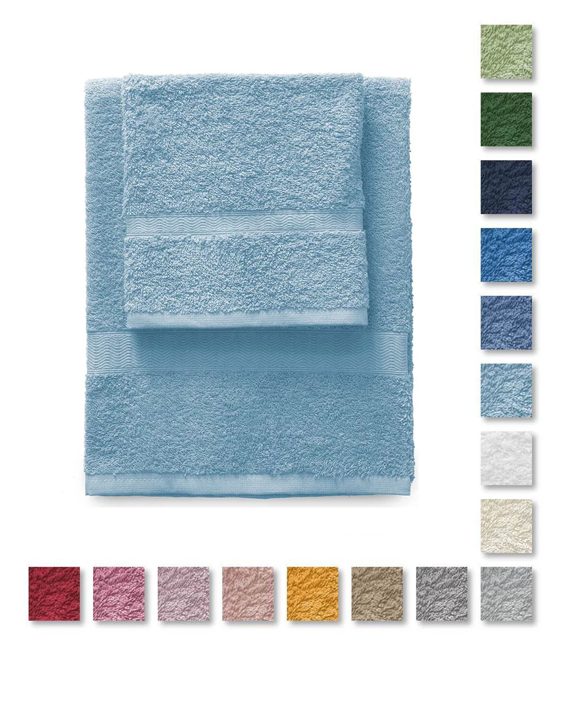 Set asciugamani 1+1 Gabel mod. Tintaunita in spugna da 420 gr/mq