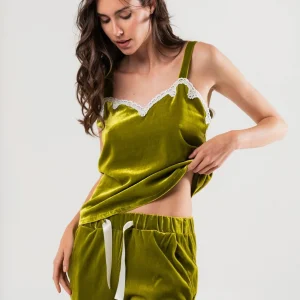 Top in Velluto di Seta Verde