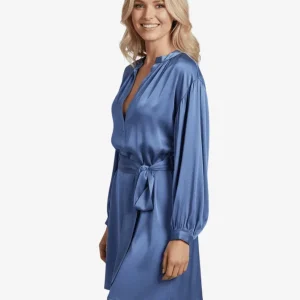 Abito Corto Moki B. Blu Avio Effetto Raso